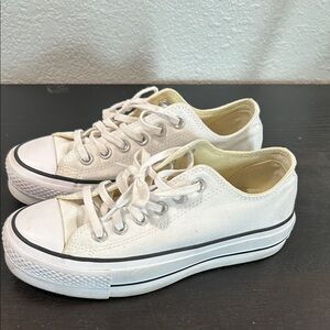 Converse Women's White Canvas Low-Top Platform Sneakers